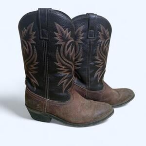 Vintage Laredo Brown Leather Cowboy Boots Mens Size 9 D EU 42.5 Americana